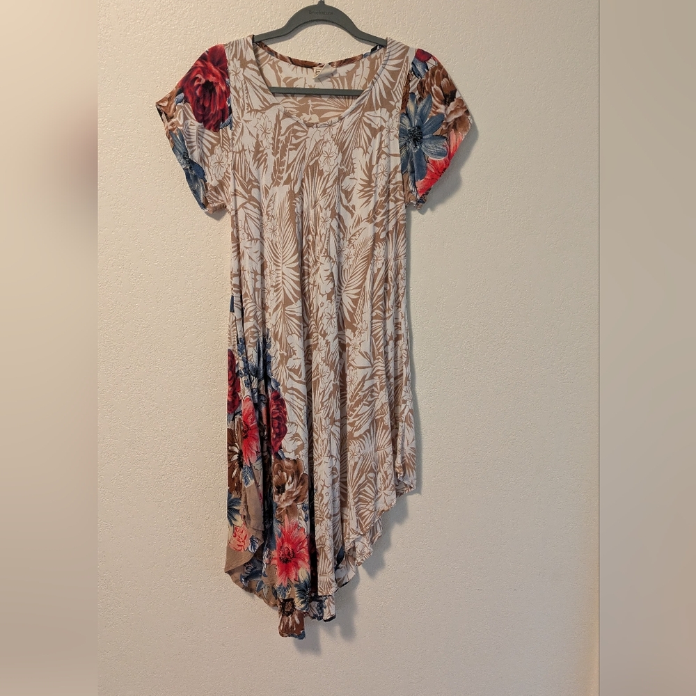 Exist Floral Asymmetrical Hem Dress/Coverup